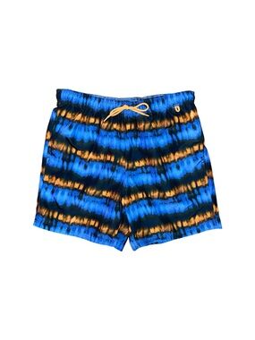 Eddie Bauer Tie Dye Swim Trunks Blue Black Orange Mens Large L Summer Beach